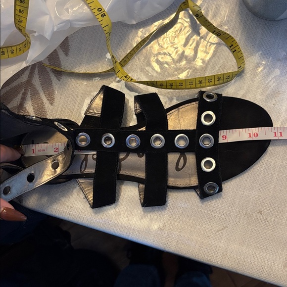 Sam Edelman Gladiator Sandal with silver grommets and zipper closure - Picture 7 of 7